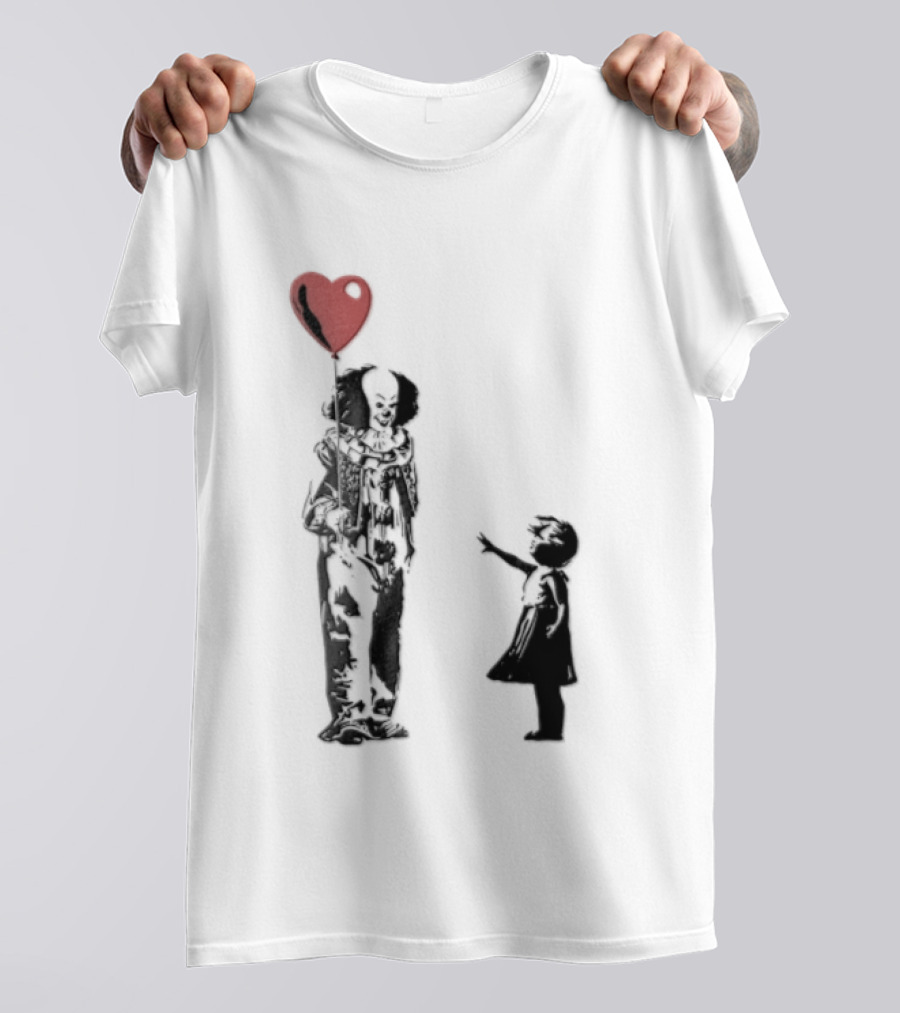 Pennywise Clown And Child With Red Heart Balloon T-Shirt