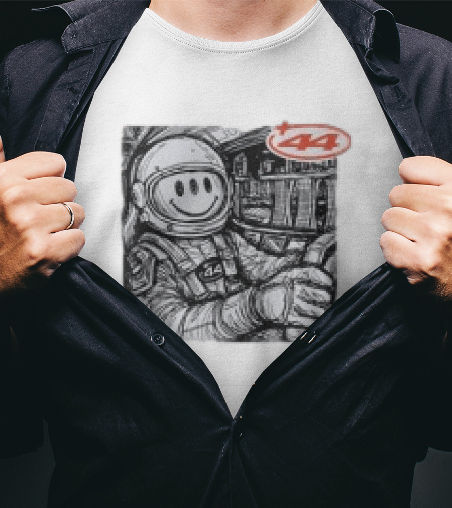 Plus44 Cosmic Circuit Astronaut With Smiley Face Helmet In Spacecraft T-Shirt