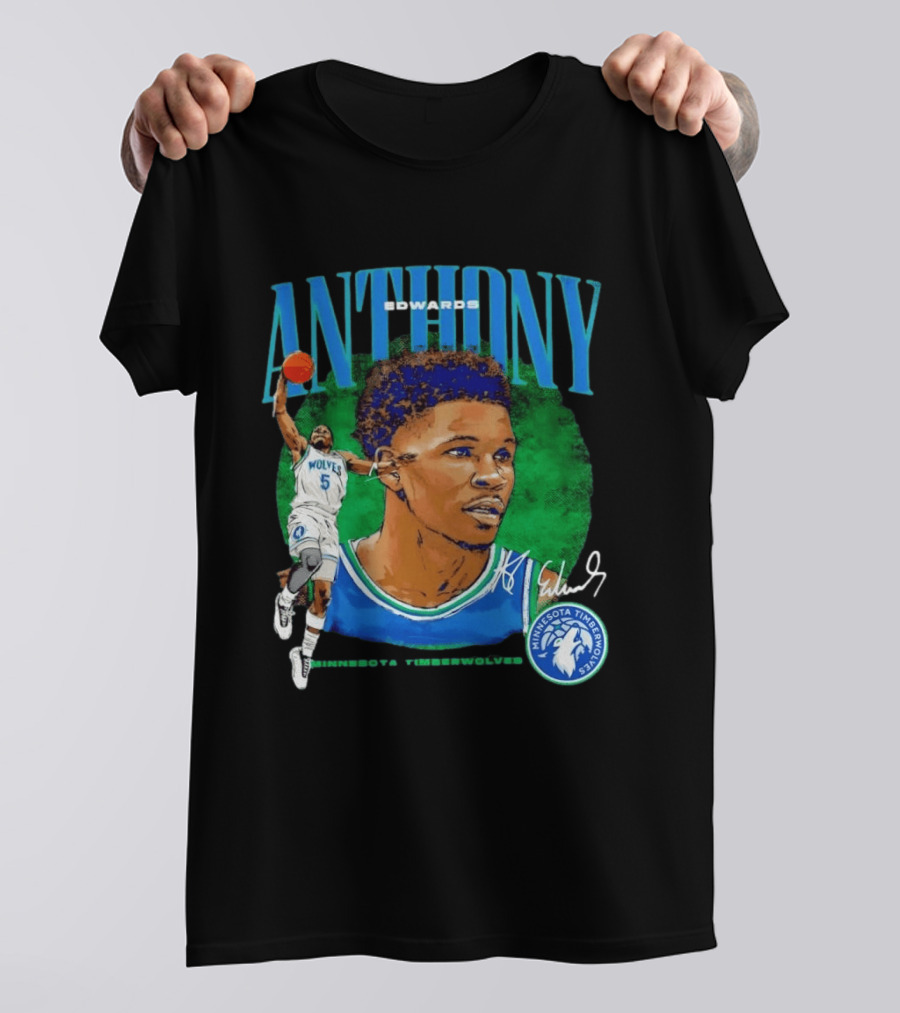 Anthony Edwards No 5 Minnesota Timberwolves Basketball Star Wolves T-Shirt