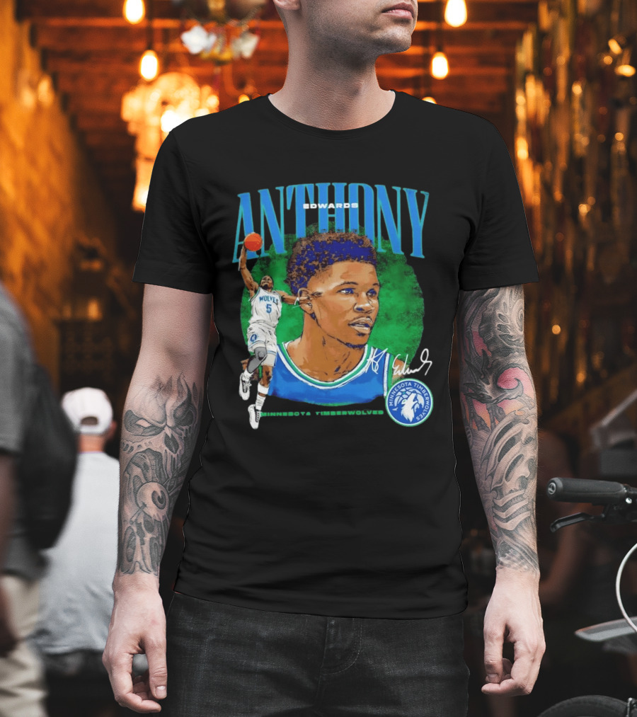 Anthony Edwards No 5 Minnesota Timberwolves Basketball Star Wolves T-Shirt