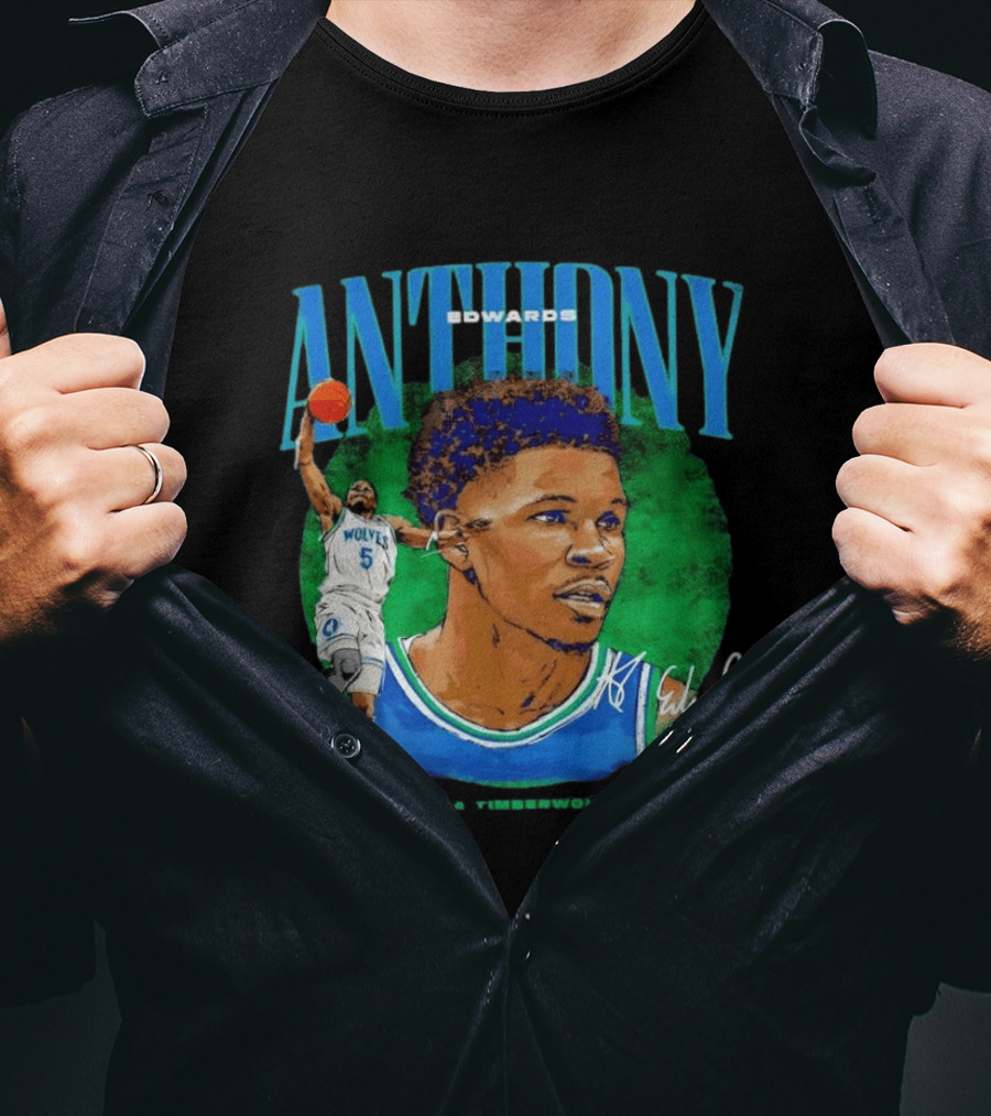 Anthony Edwards No 5 Minnesota Timberwolves Basketball Star Wolves T-Shirt