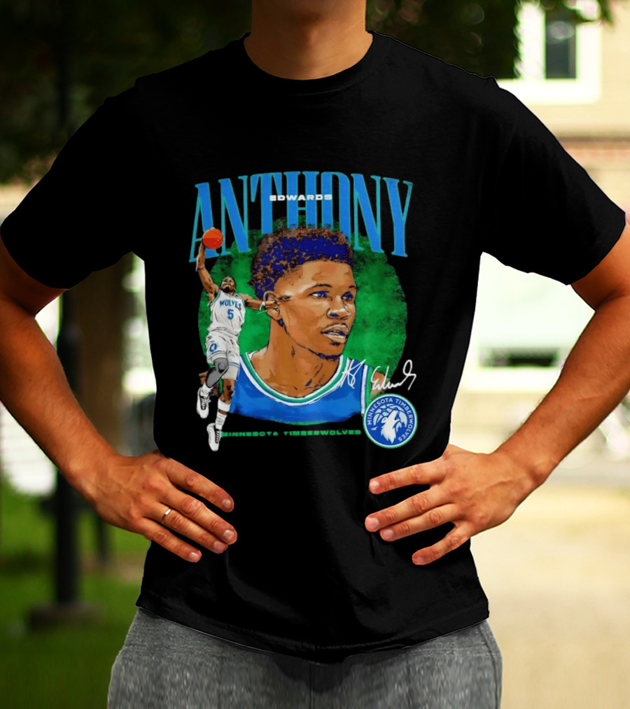 Anthony Edwards No 5 Minnesota Timberwolves Basketball Star Wolves T-Shirt