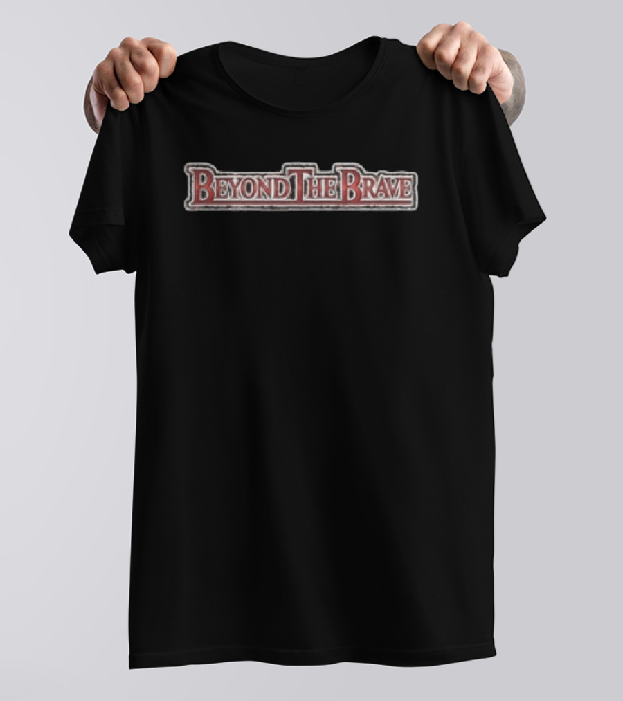 Beyond The Brave Red Metallic Lettering Grunge T-Shirt