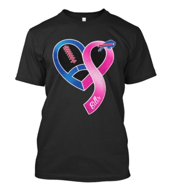 Buffalo Bills Heart Shaped Football Pink Ribbon T-Shirt