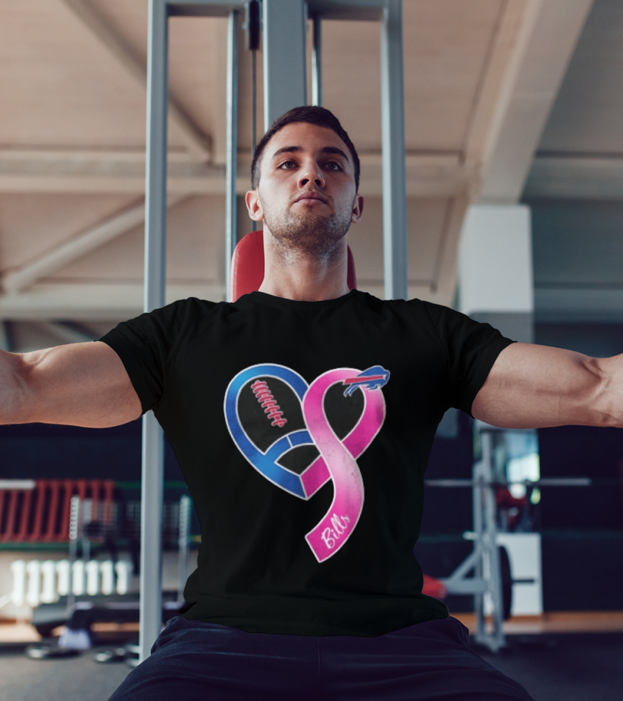 Buffalo Bills Heart Shaped Football Pink Ribbon T-Shirt