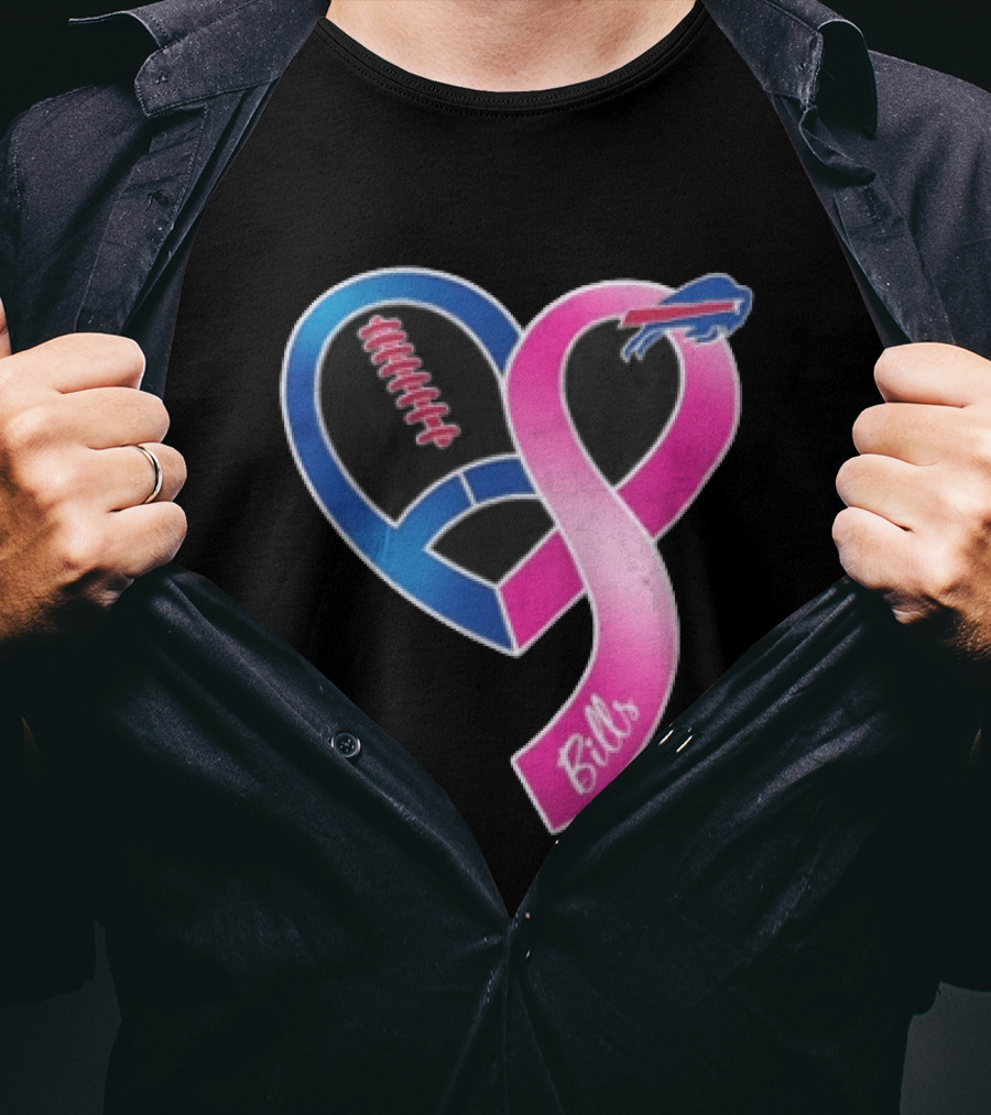 Buffalo Bills Heart Shaped Football Pink Ribbon T-Shirt