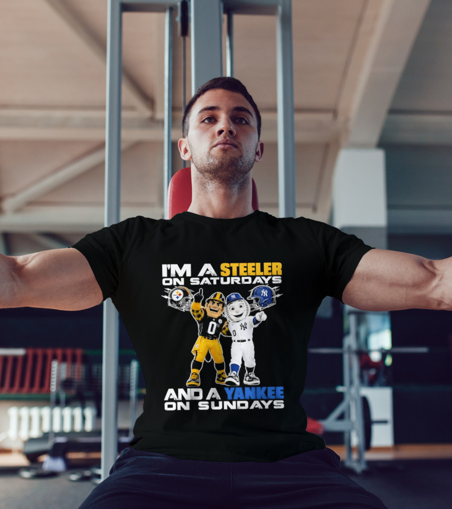 I'm A Steeler On Saturdays And A Yankee On Sundays Football Baseball Mascots T-Shirt