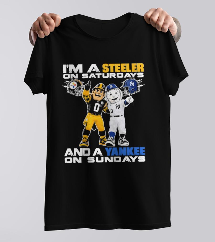 I'm A Steeler On Saturdays And A Yankee On Sundays Football Baseball Mascots T-Shirt