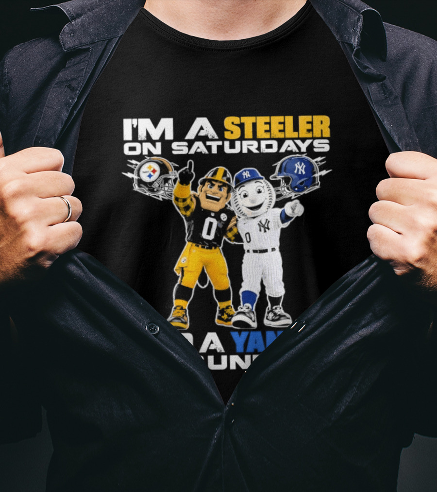 I'm A Steeler On Saturdays And A Yankee On Sundays Football Baseball Mascots T-Shirt