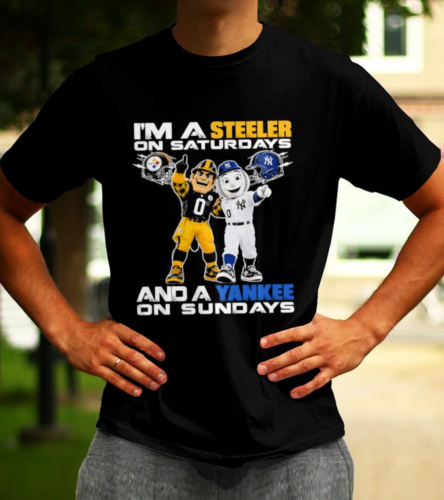 I'm A Steeler On Saturdays And A Yankee On Sundays Football Baseball Mascots T-Shirt