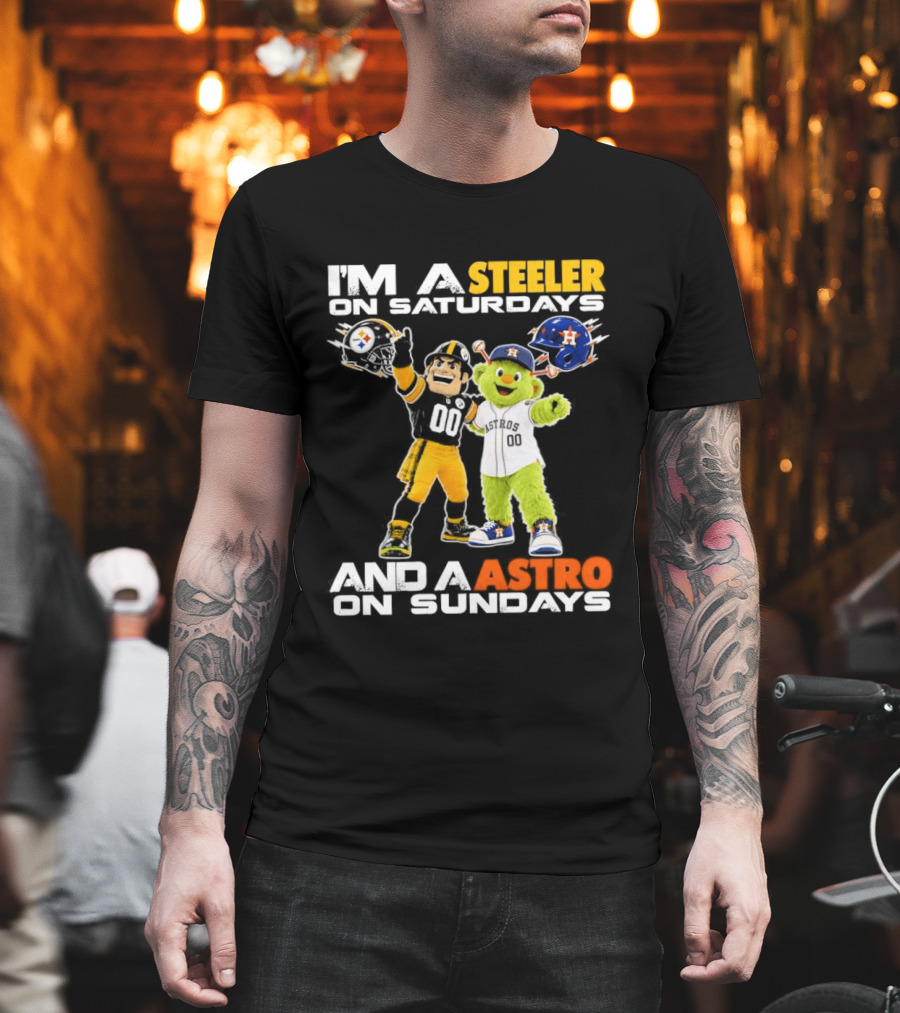 I'm A Steeler On Saturdays And An Astro On Sundays Football And Baseball Mascots T-Shirt