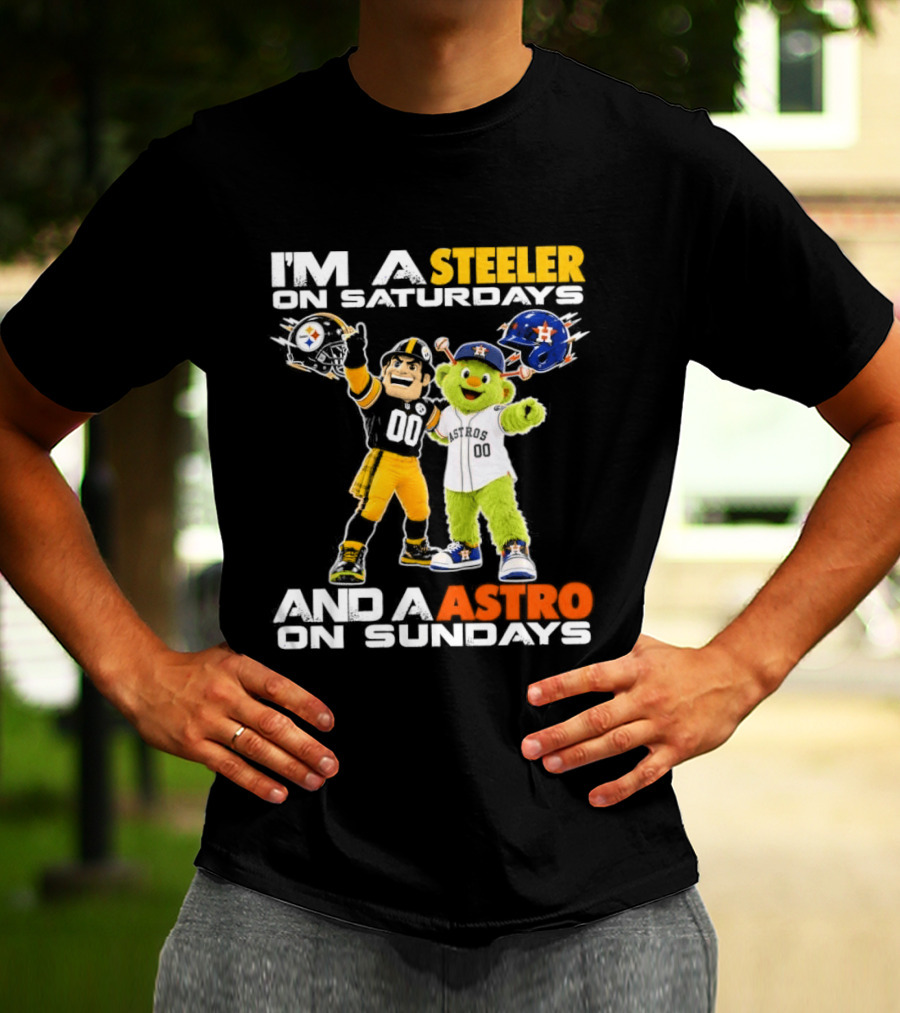 I'm A Steeler On Saturdays And An Astro On Sundays Football And Baseball Mascots T-Shirt