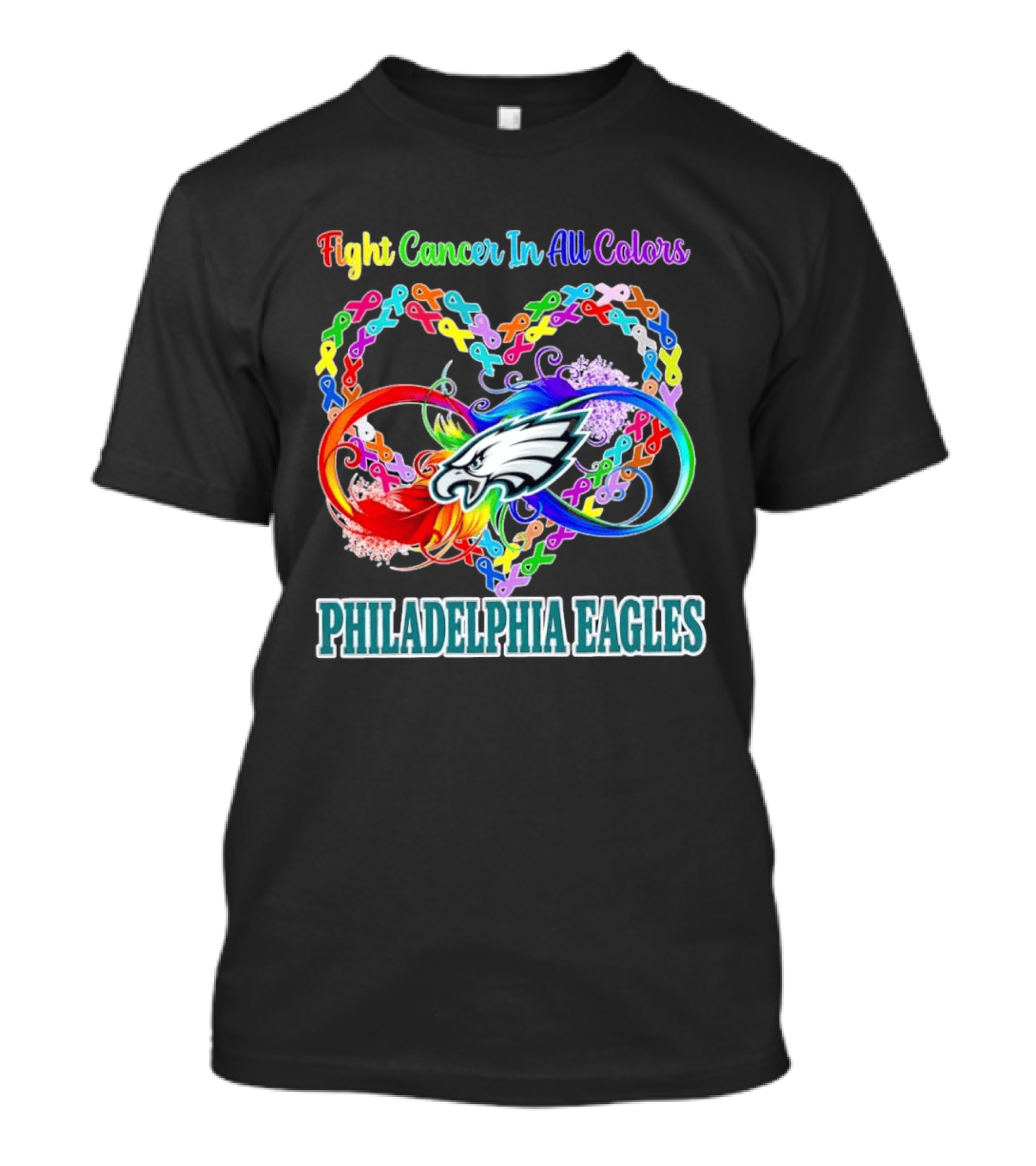 Philadelphia Eagles Fight Cancer In All Colors Heart Ribbons T-Shirt