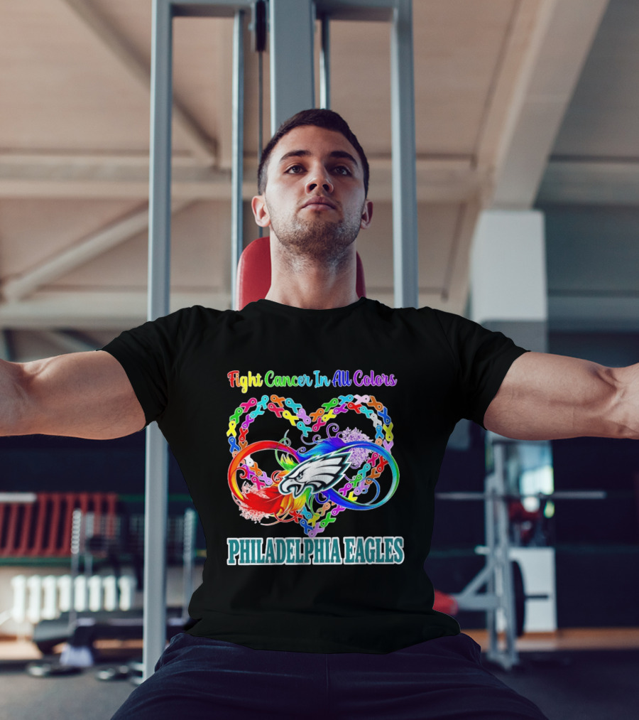 Philadelphia Eagles Fight Cancer In All Colors Heart Ribbons T-Shirt
