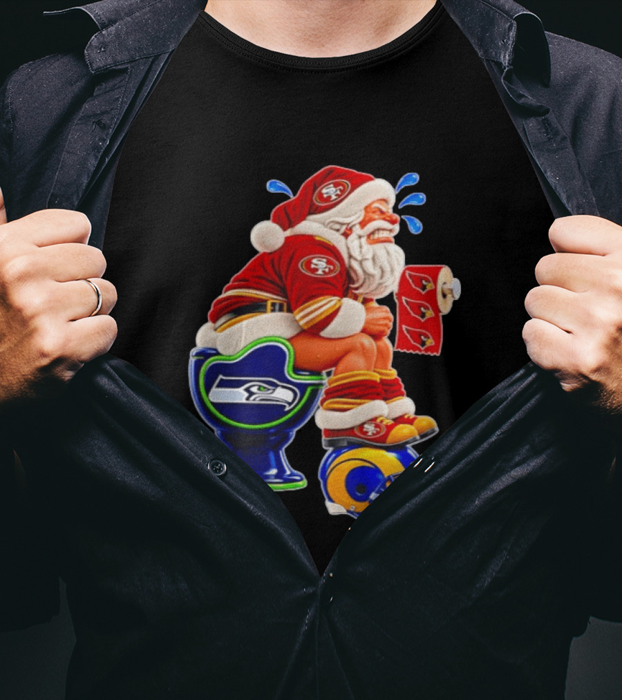 San Francisco 49ers Santa Claus Seahawks Toilet Cardinals Rams Humor T-Shirt