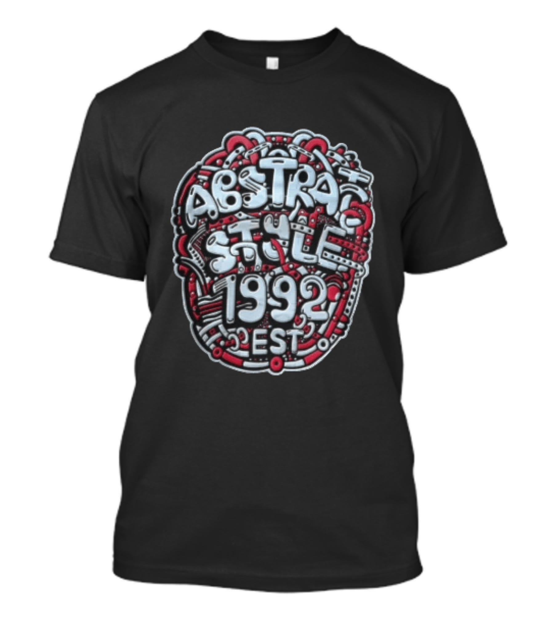 Abstract Style 1992 EST Graffiti Red White T-Shirt
