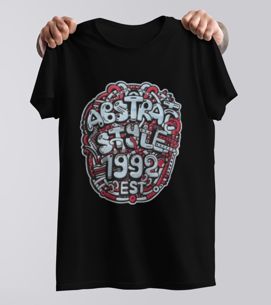Abstract Style 1992 EST Graffiti Red White T-Shirt