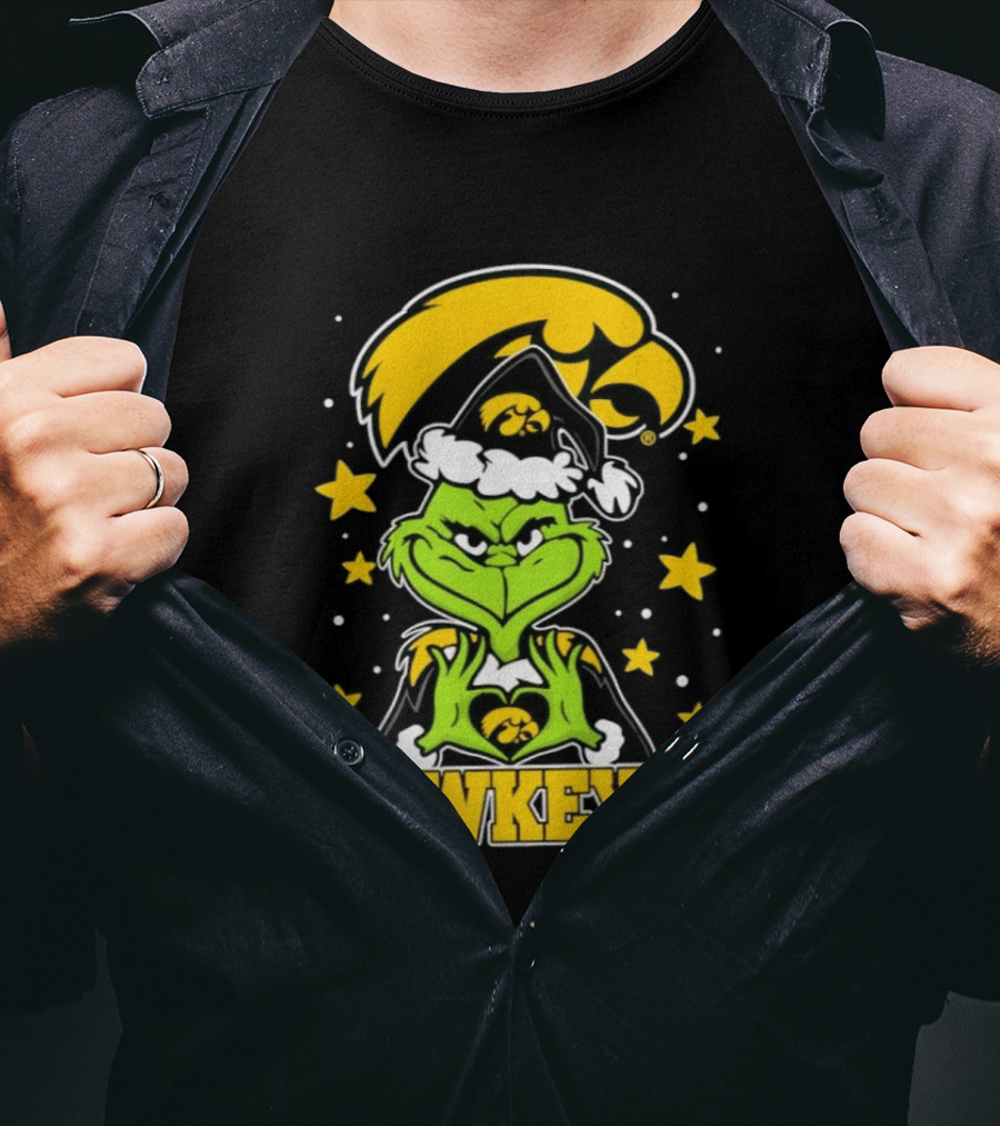 Iowa Hawkeyes Grinch Christmas NCAA Fan Gear T-Shirt