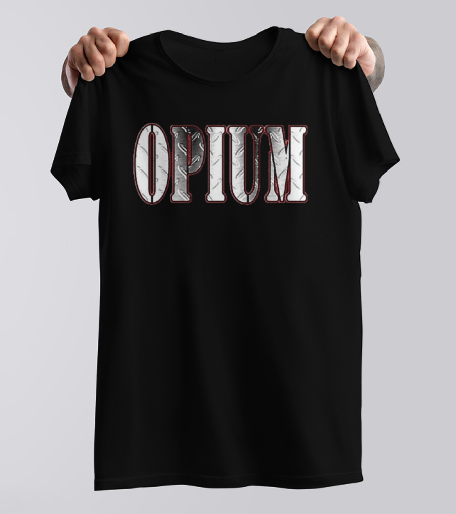 Opium Trap Authority Metal Text Texture T-Shirt