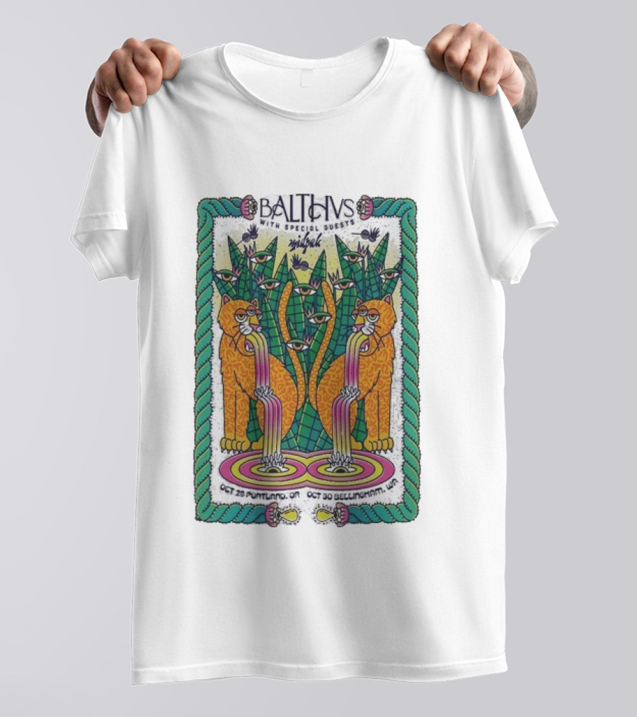 Balthvs With Special Guests Midpak October 29 Portland October 30 Bellingham Psychedelic Eye Design With Tigers And Abstract T-Shirt
