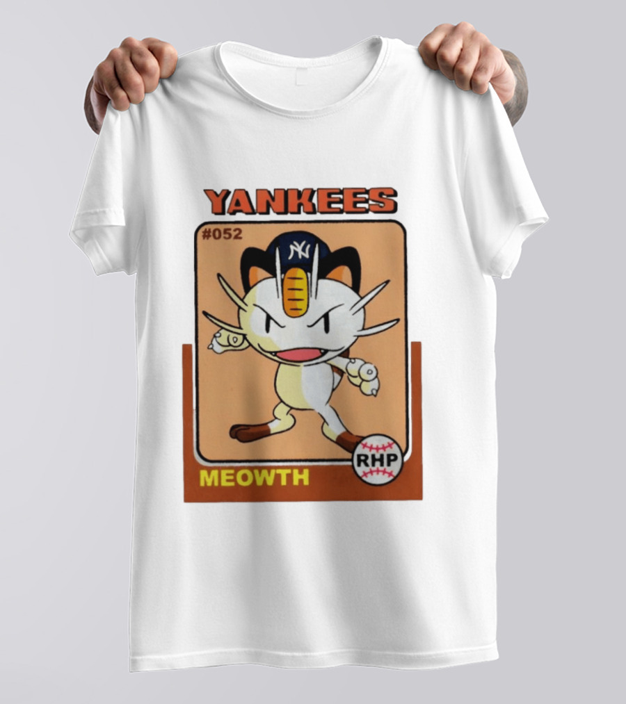Yankees Meowth #052 RHP Baseball Card T-Shirt