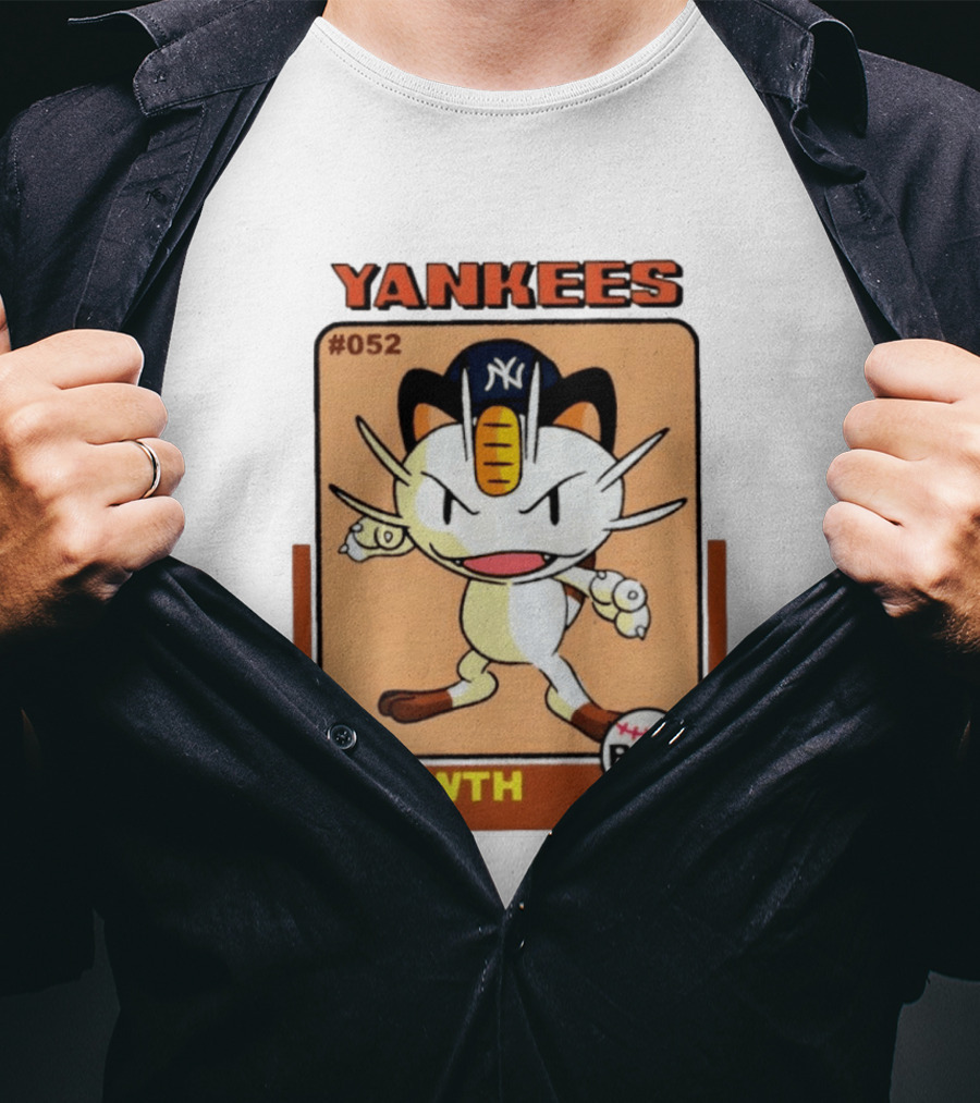 Yankees Meowth #052 RHP Baseball Card T-Shirt