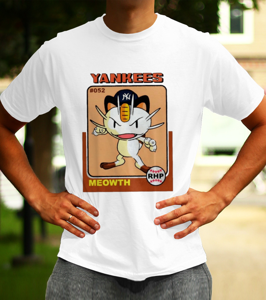 Yankees Meowth #052 RHP Baseball Card T-Shirt