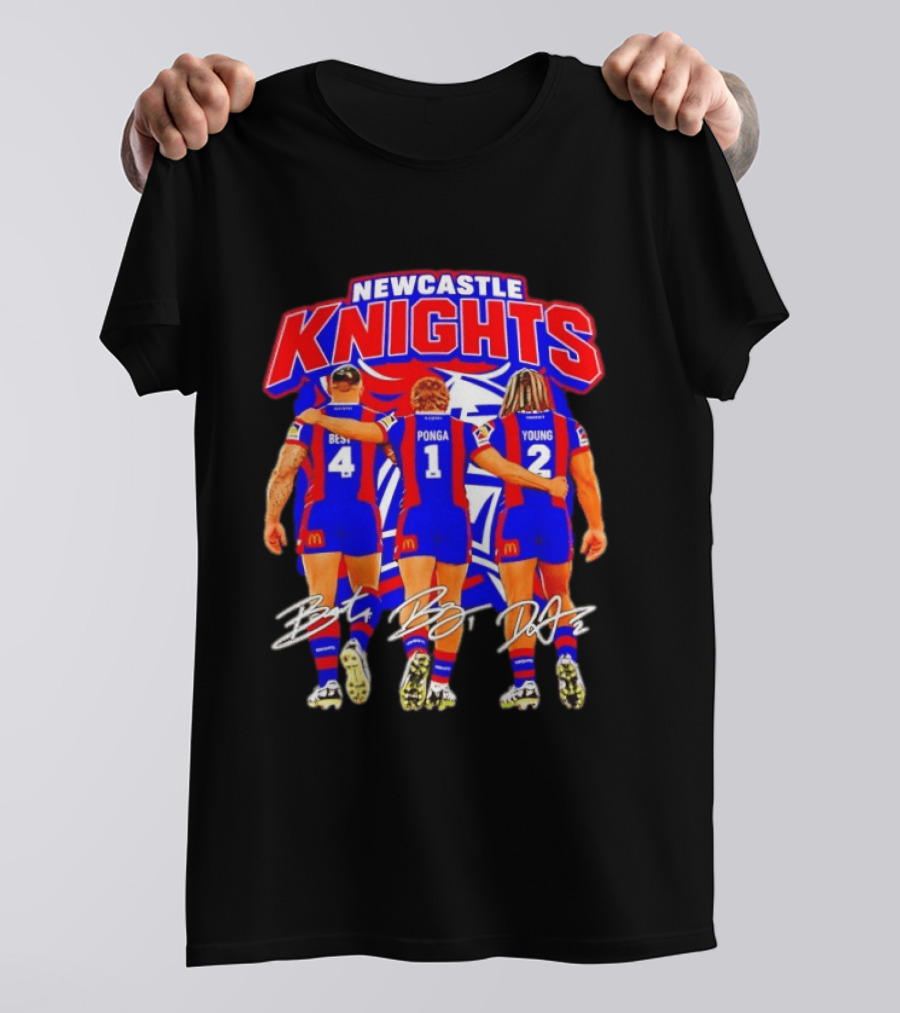 Newcastle Knights Best Ponga Young Football Signatures T-Shirt