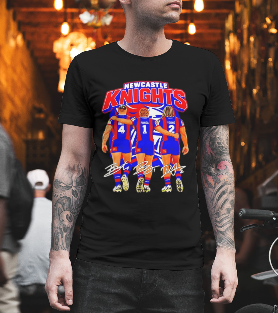 Newcastle Knights Best Ponga Young Football Signatures T-Shirt