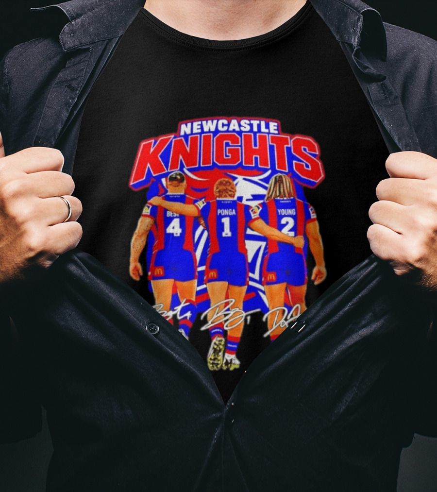 Newcastle Knights Best Ponga Young Football Signatures T-Shirt