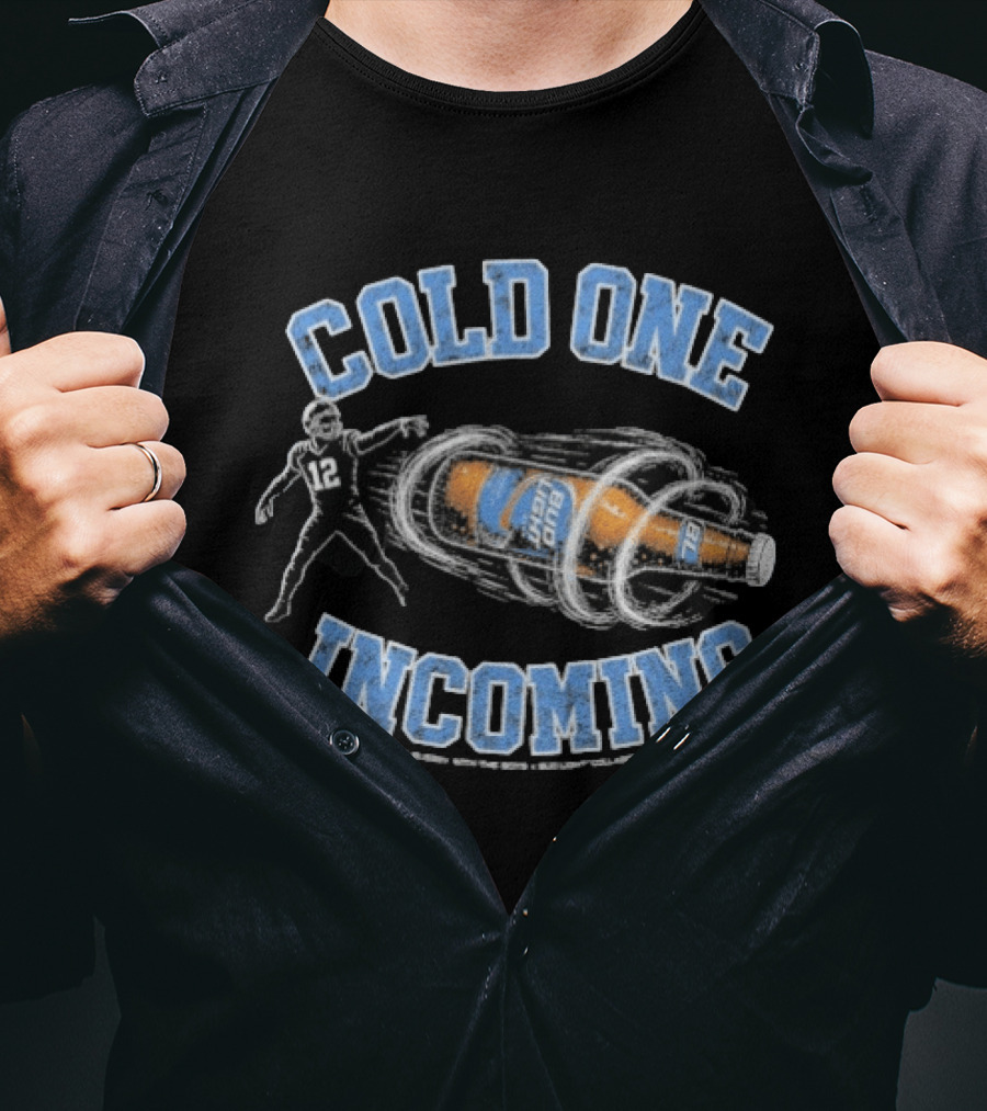 Bussin' With The Boys Bud Light Cold One Incoming Football Player Holding Beer T-Shirt