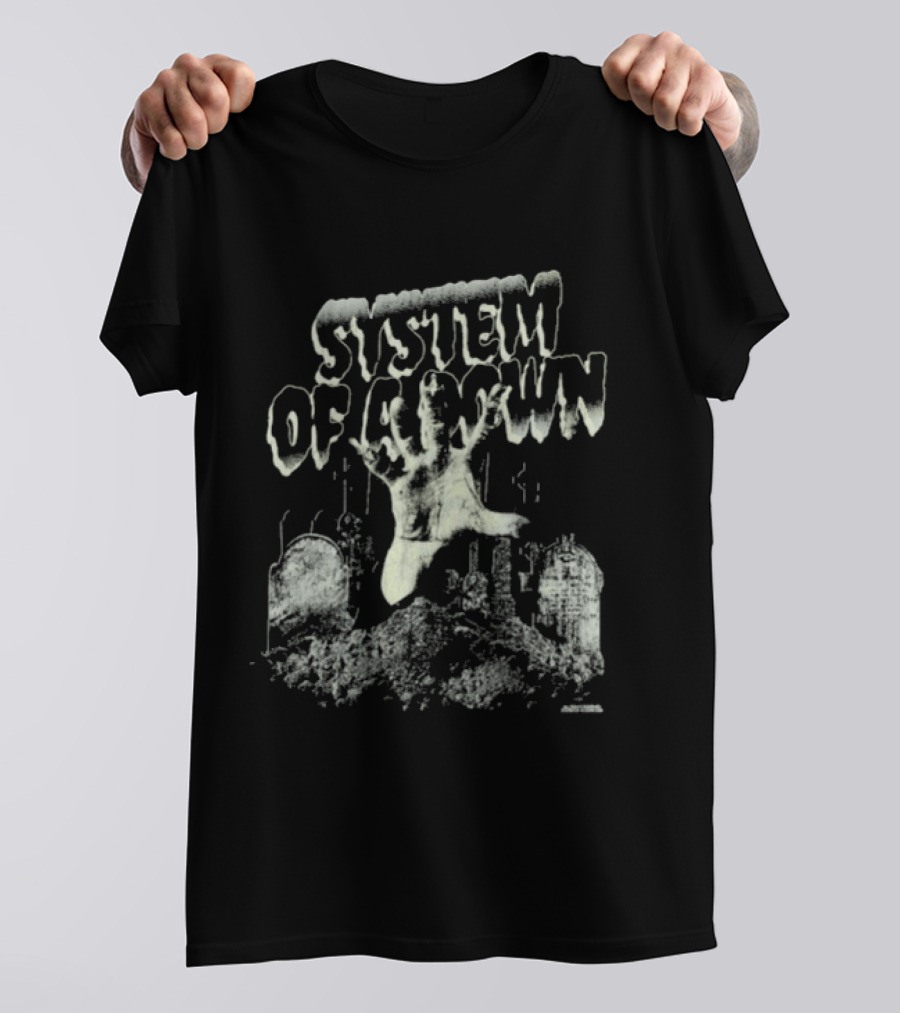 System Of A Down Zombie Hand Graveyard Tombstones T-Shirt
