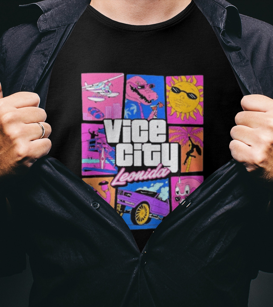 Vice City Leonida Sun Shades Crocodile Pink Car T-Shirt