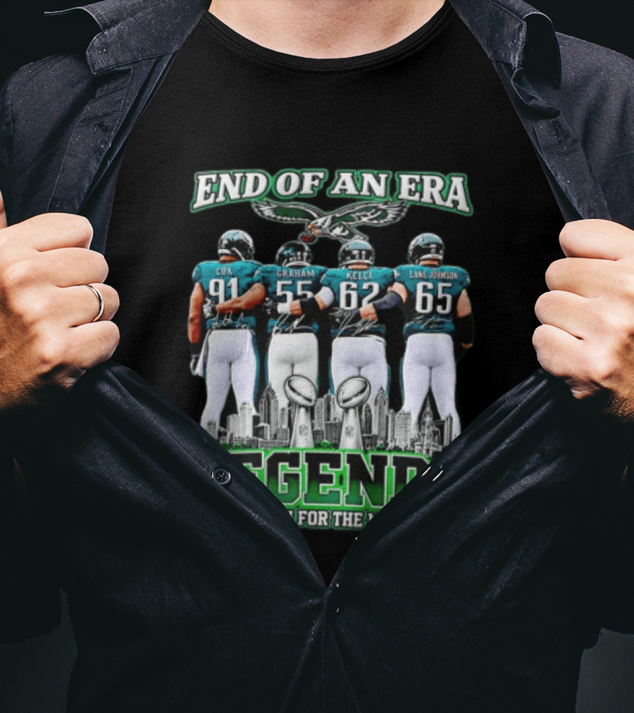 Philadelphia Eagles End Of An Era Legends Cox Graham Kelce Lane Johnson Thank You For The Memories T-Shirt
