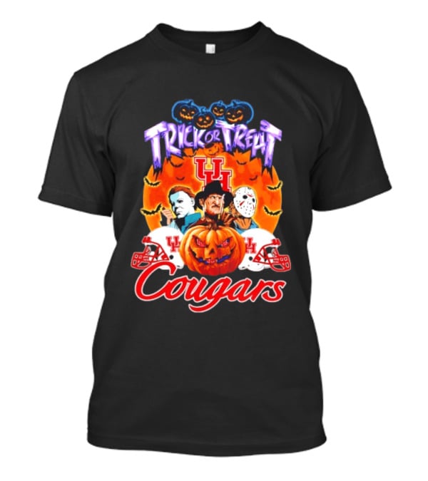 Houston Cougars Halloween Trick Or Treat Horror Characters 2026 T-Shirt