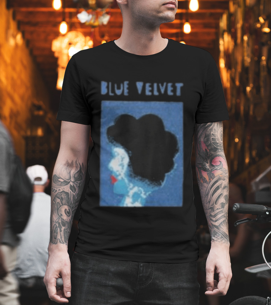 Blue Velvet Afro Silhouette Red Lips T-Shirt