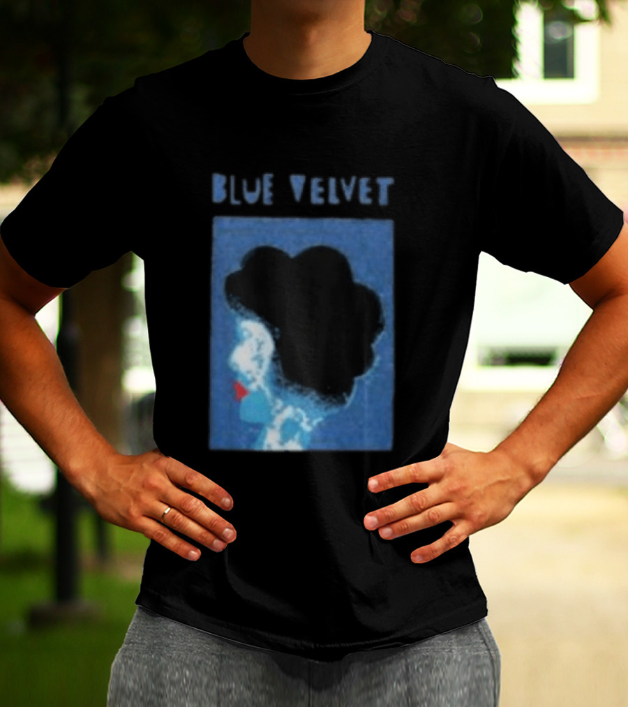 Blue Velvet Afro Silhouette Red Lips T-Shirt