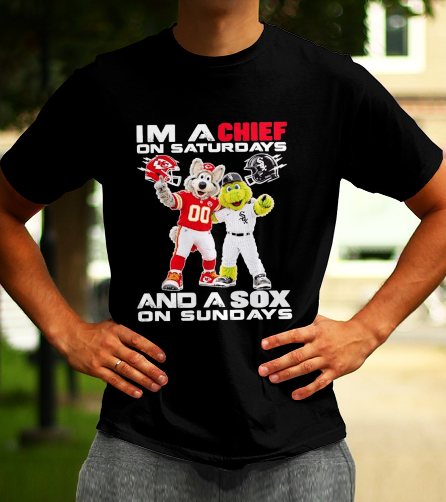 I'm A Chief On Saturdays And A Sox On Sundays Kansas City Chicago Mascots T-Shirt