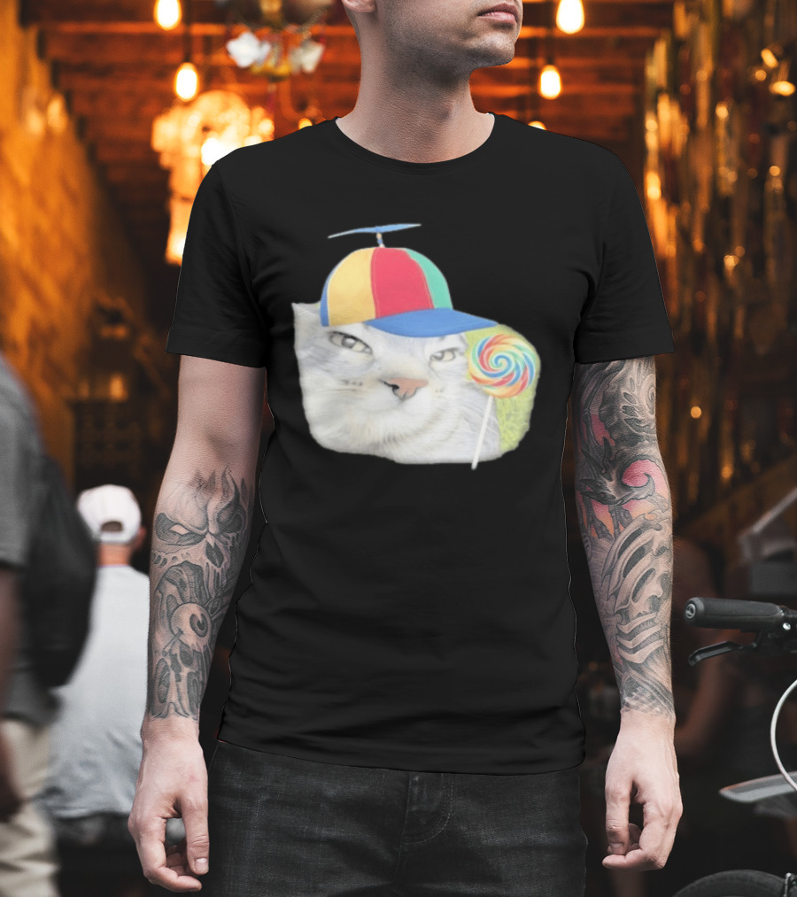 Silly Kitty Cat Candy Rainbow Cap Lollipop T-Shirt
