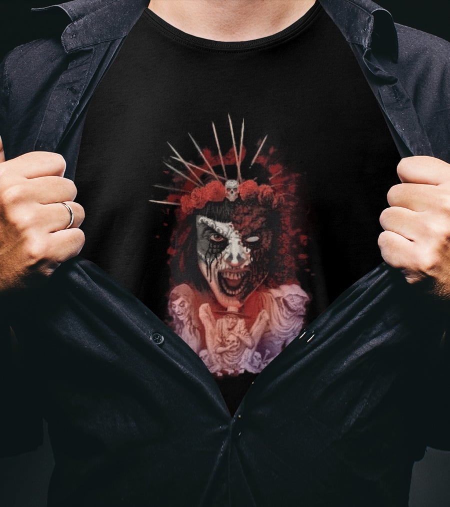 Universal Halloween Horror Nights 2026 Masked Horror Queen And Ghoulish Figures T-Shirt