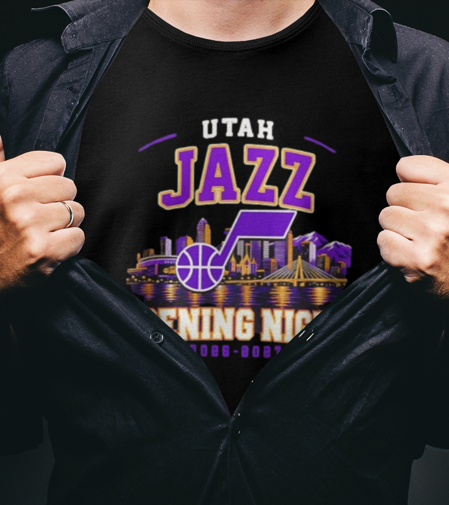Utah Jazz NBA Opening Night 2026 2027 Skyline T-Shirt