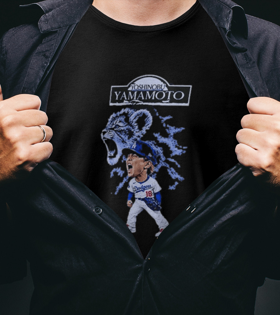 Yoshinobu Yamamoto Baby Lion Los Angeles Dodgers Number 18 T-Shirt