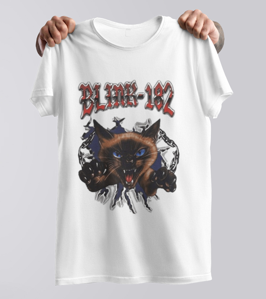 Blink 182 Cheshire Cat Angry Siamese Chain Breakout T-Shirt