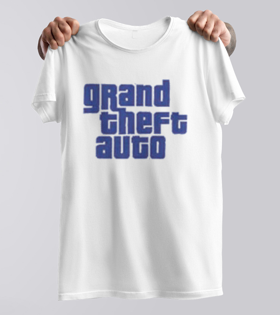 Grand Theft Auto Vintage Text Graphic Blue Aesthetic T-Shirt
