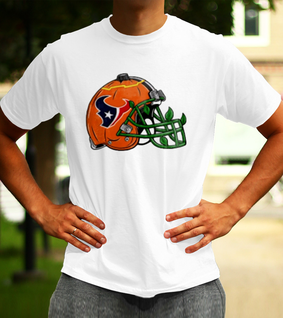 Houston Texans Pumpkin Helmet Halloween Football Fan T-Shirt