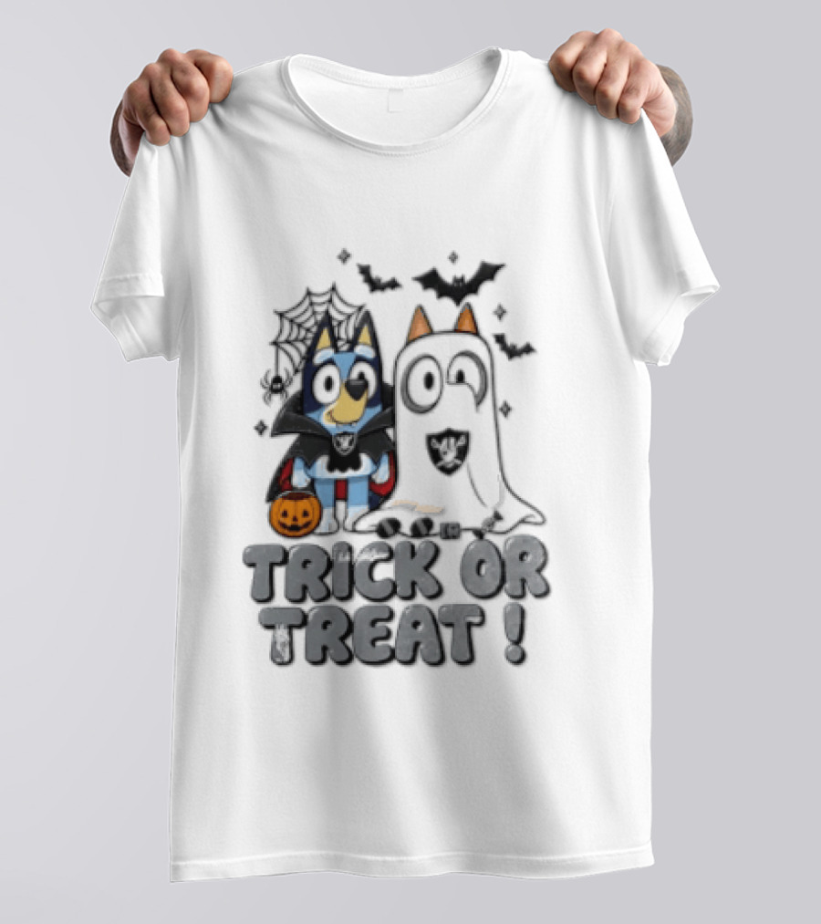 Las Vegas Raiders Bluey Trick Or Treat Halloween Costume Party T-Shirt