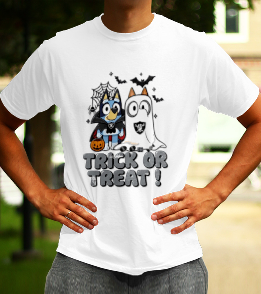 Las Vegas Raiders Bluey Trick Or Treat Halloween Costume Party T-Shirt