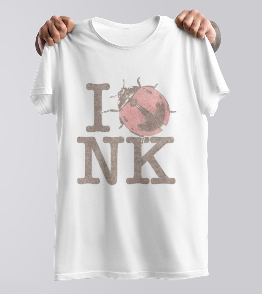 Noah Kahan Store I Love NK Pink Ladybug T-Shirt