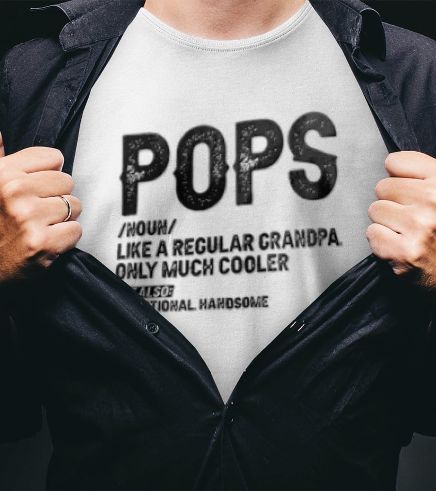 Pops Noun Regular Grandpa Cooler Exceptional Handsome T-Shirt