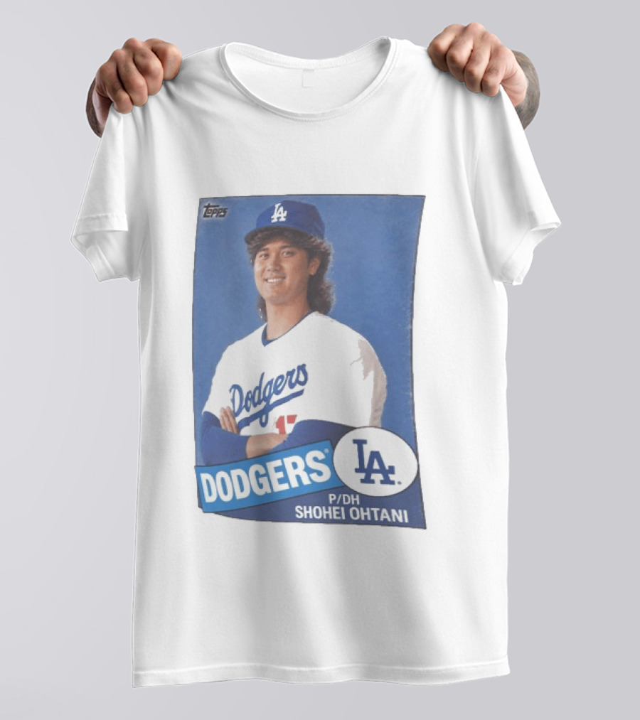 Shohei Ohtani Dodgers P/DH 80s Topps Los Angeles Baseball Card T-Shirt